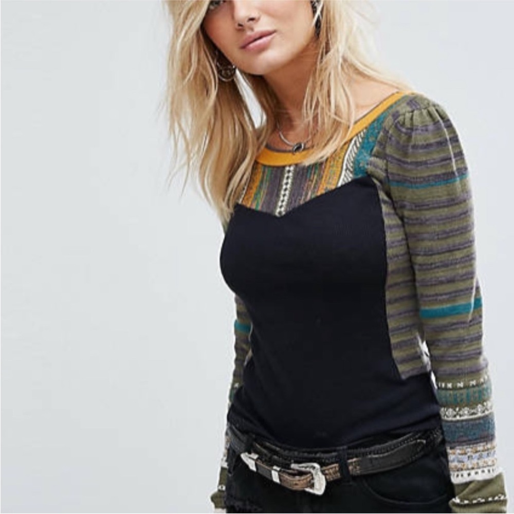 FREE PEOPLE Sweet Gal Thermal Knit Scoop Neck Sweater Top XS